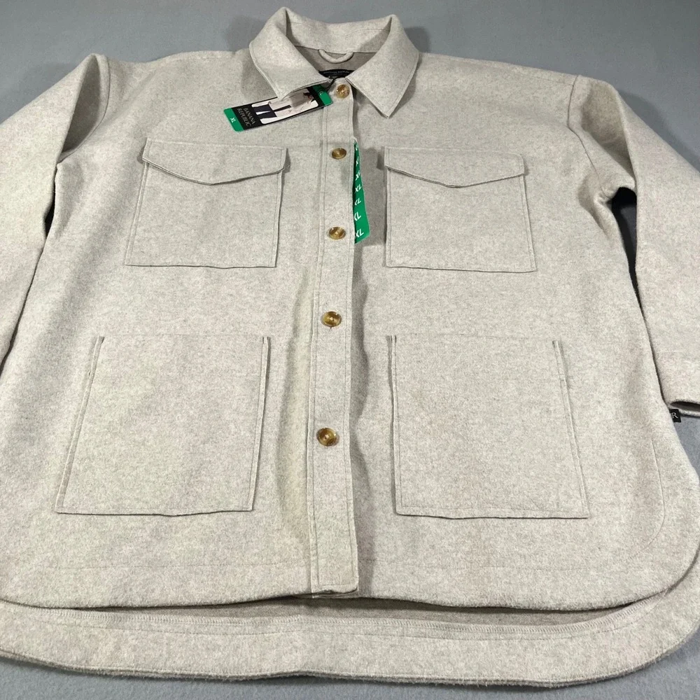 Banana Republic ladies' Utility Shacket Jacket 4 pocket sand‎ Button Front XL - Picture 2 of 12